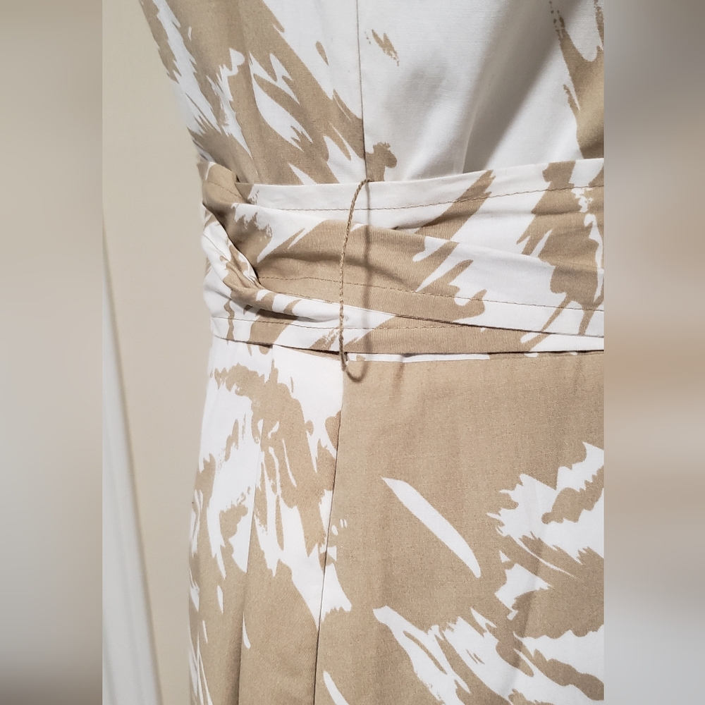 Tan and White A-Line Cowl Neck Dress - Ann Taylor - Size 18 - Picture 5 of 10